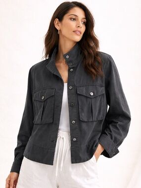 Pistola Tencel Utility Jacket Oversized Military Minimalist XS NWOT